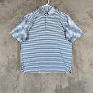 Rhoback Polo Shirt Adult Large Blue White Casual Performance Golf Golfer Men